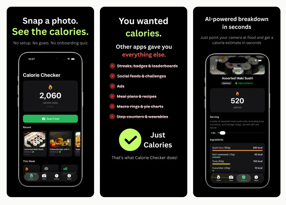 Screenshot of Calorie Checker