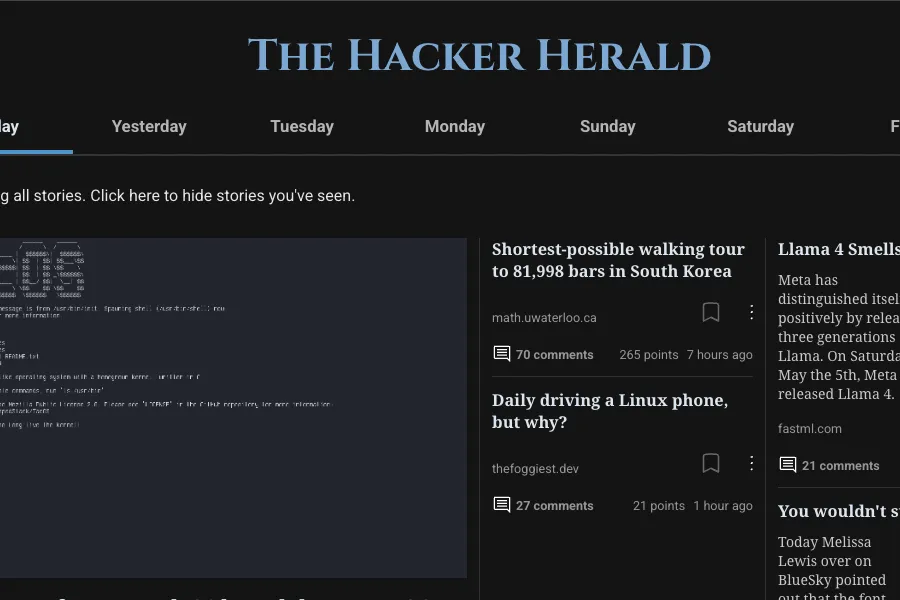 Screenshot of Hacker Herald